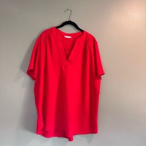 entro Red V Neck Blouse